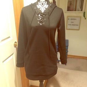 Black Hoodie Tunic Dress, Size S, Very Cozy